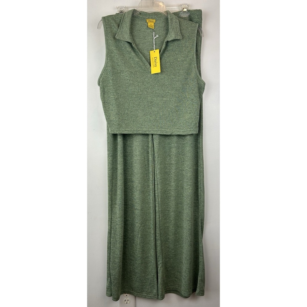 Loungewear Set Women 3X Tall Plus Pockets Soft 2pc New Stretch Wide Leg Sage New